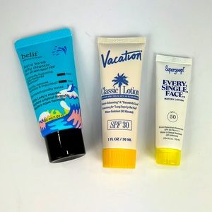 3 packs sunscreen lotion and cleanser